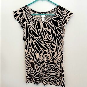 H&M Black and Cream Patterned Blouse Size M